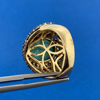 LeVian 14 Yellow Gold Turquoise Chocolate Diamond Statement Dome Ring