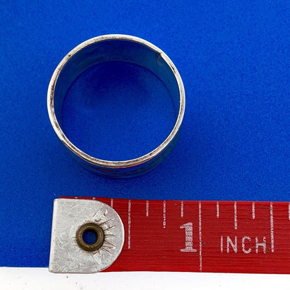 Men's Sterling Silver 925 Turquoise Red Coral Spiderweb Inlay Wide Band Ring