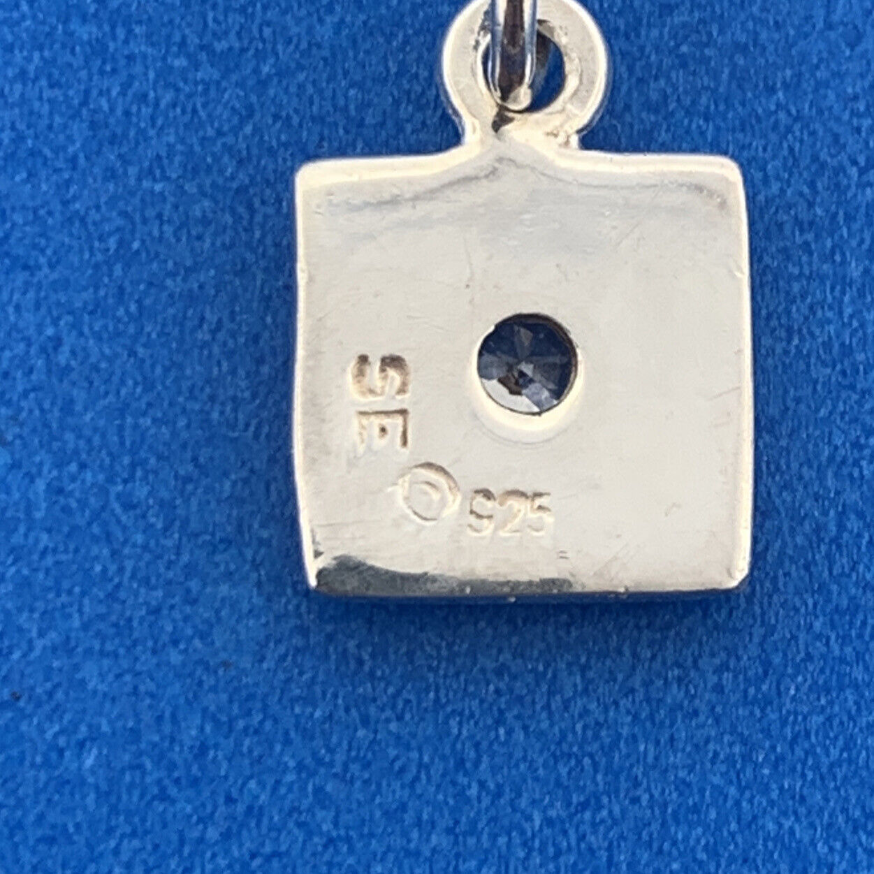 Designer SE Sterling Silver 925 Round Cut Sparkling CZ Square Dangle Pendant