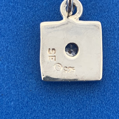 Designer SE Sterling Silver 925 Round Cut Sparkling CZ Square Dangle Pendant