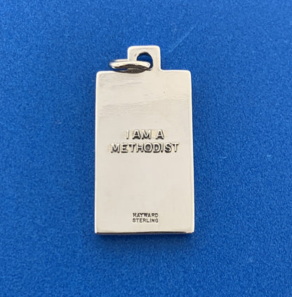 Vintage Hayward 925 Sterling Silver Jesus Messiah I Am A Methodist Pendant Charm