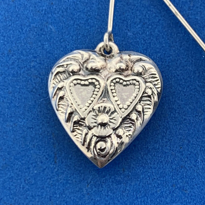 Designer 925 Sterling Silver Multiple Textured Heart Drop Dangle Pendant