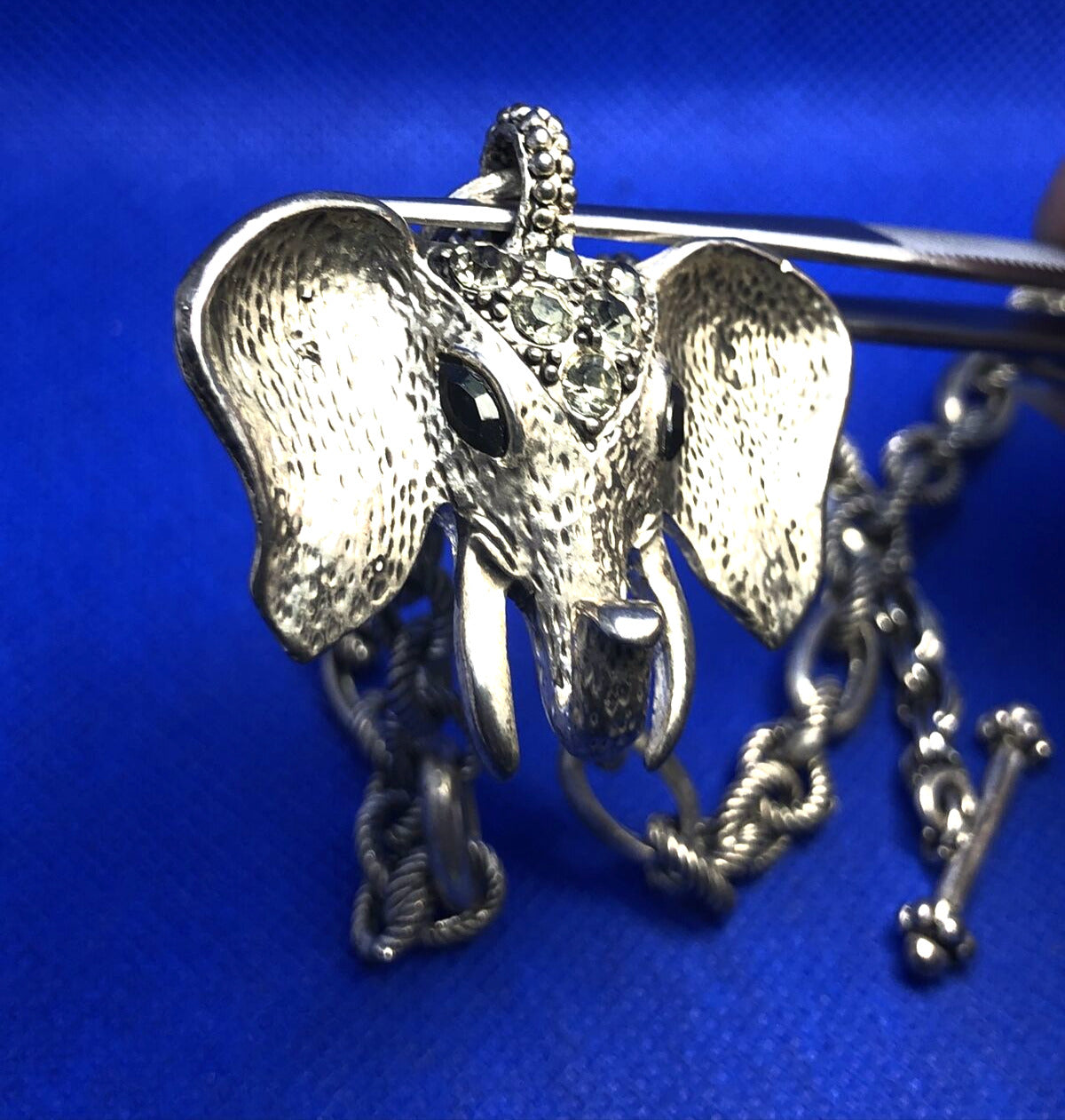 Silver-Tone Rhinestone Gop Go Alabama Elephant Statement Necklace