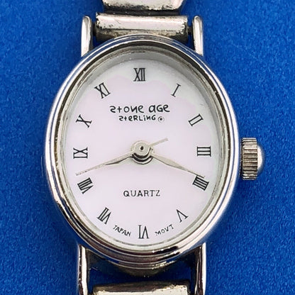 Stone Age Native American Artisan Sterling Silver 925 MOP Bracelet Watch