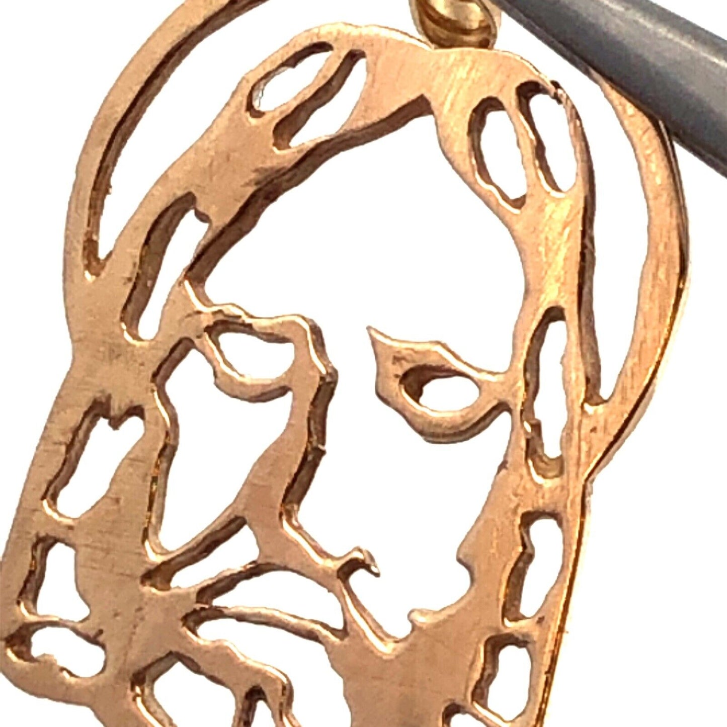 Estate 14K Yellow Gold Jesus Christ Face Cutout Outline Pendant