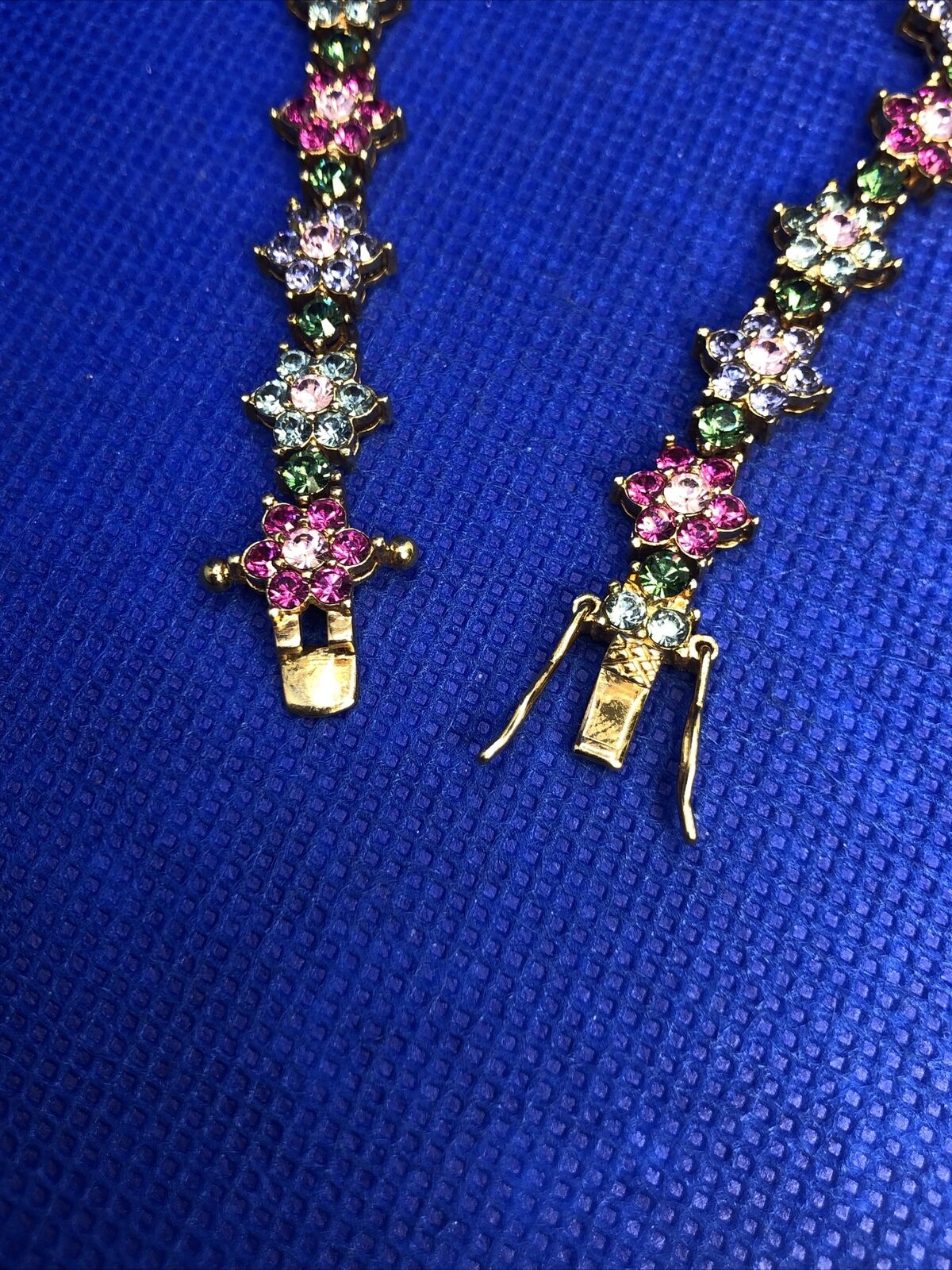 Joan Rivers Gold Tone Colorful Cubic Zirconia Flowers Bracelet
