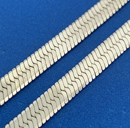 Designer Signed PC 925 Sterling Silver Herringbone Chain Necklace