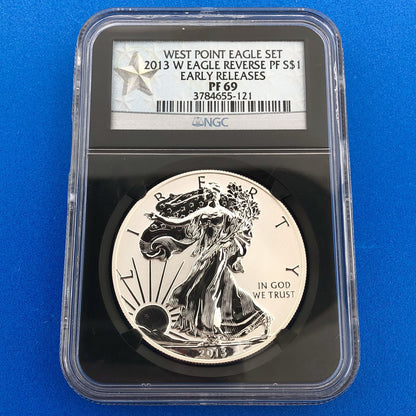2013 W NGC PF69 SP70 Silver Eagle Rev Proof Enhanced Finish Early Releases Set