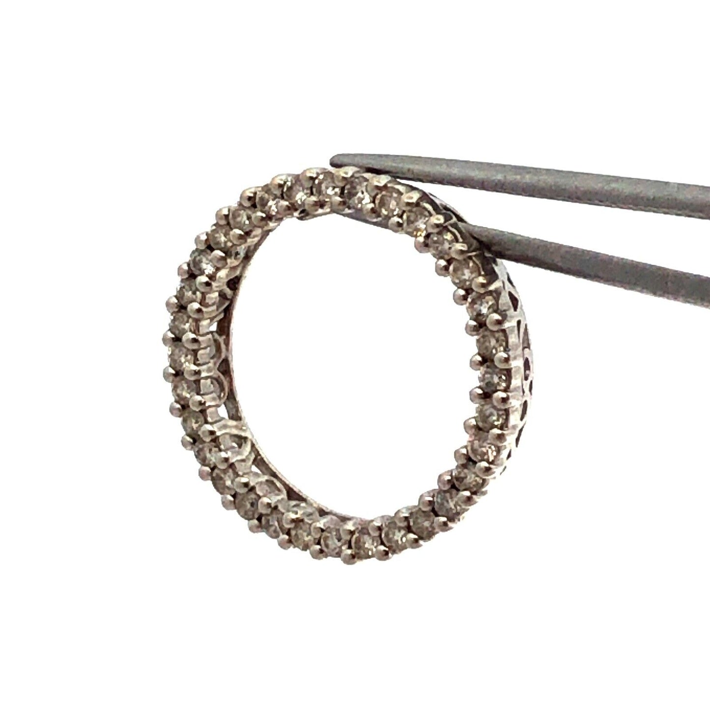 Designer JX 14K White Gold Round Diamond Eternity Anniversary Pendant