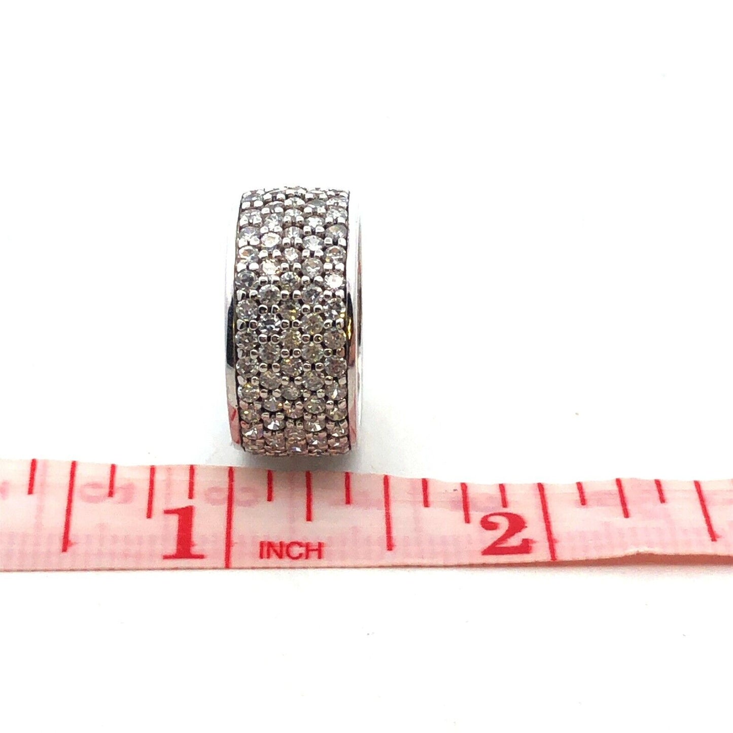 Designer ATI 925 Sterling Silver Round Cubic Zirconia CZ Pave Wide Band Ring