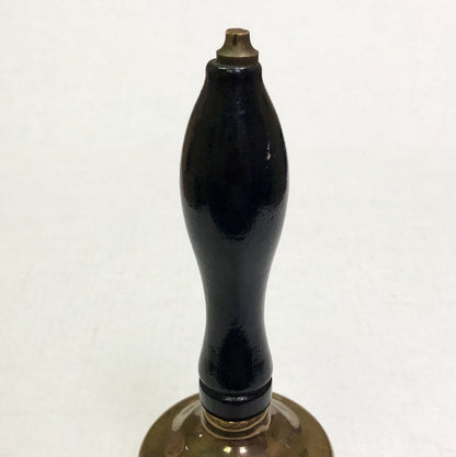 Estate Brass Wooden Black Lacquered Handled Statement Hand Bell Dinner Bell