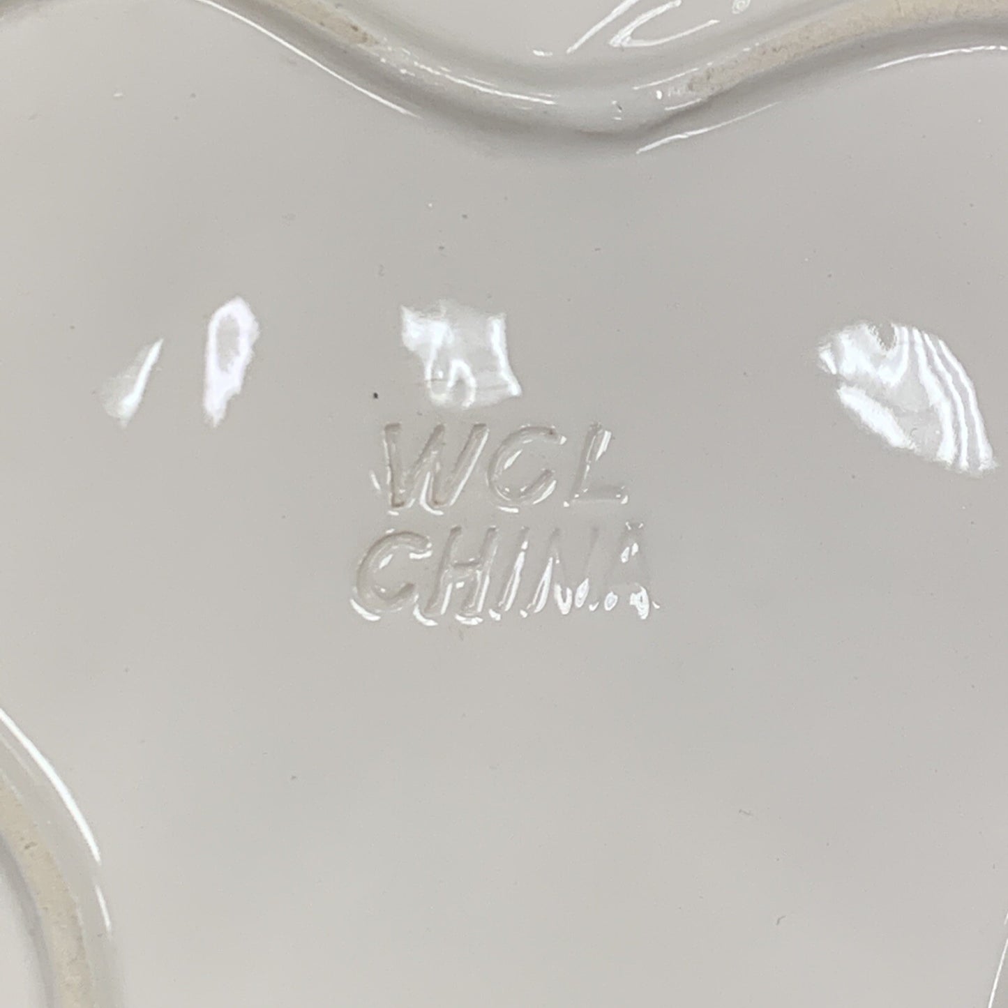 WCL China Set Of Two White Gold Rimmed Leaf Dip Candy Plate Bowl Dish