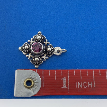 Designer Israel 900 Fine Silver Amethyst Jerusalem Maltese Cross Pendant