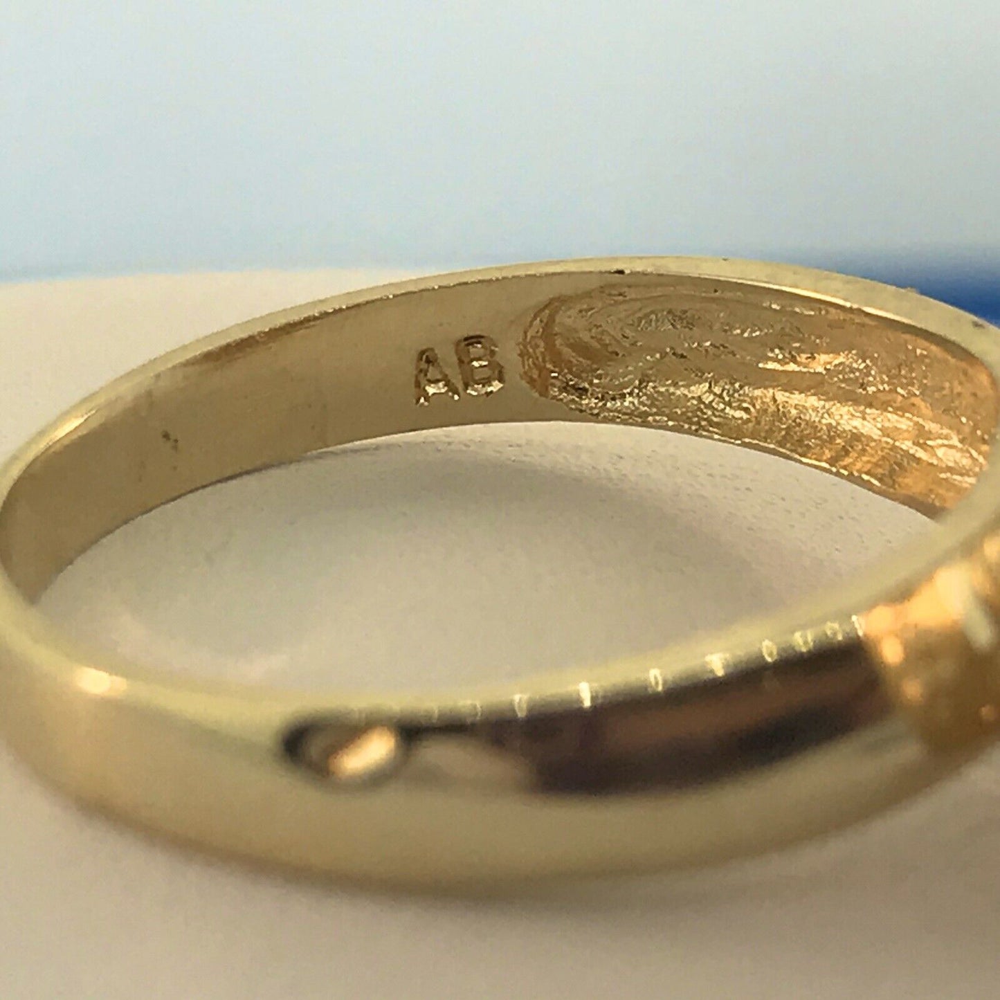 Retro 10K Yellow Gold Blue White Cubic Zirconia Star Comet Spinner Ring