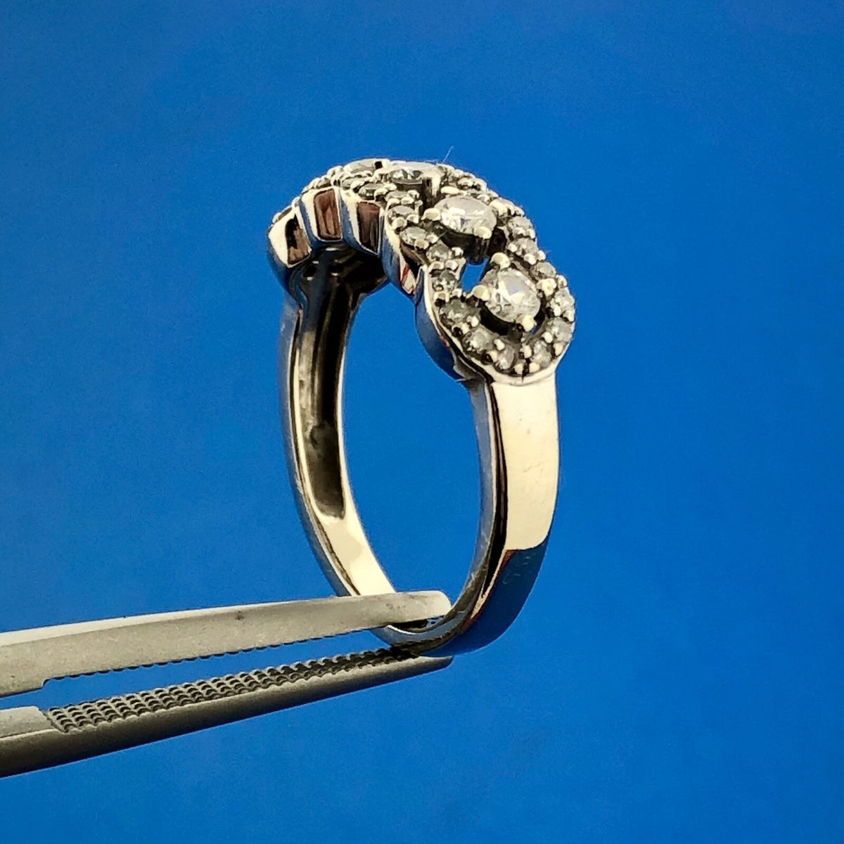 Estate 14K White Gold Diamond Bridal Wedding Anniversary Open Work Band Ring