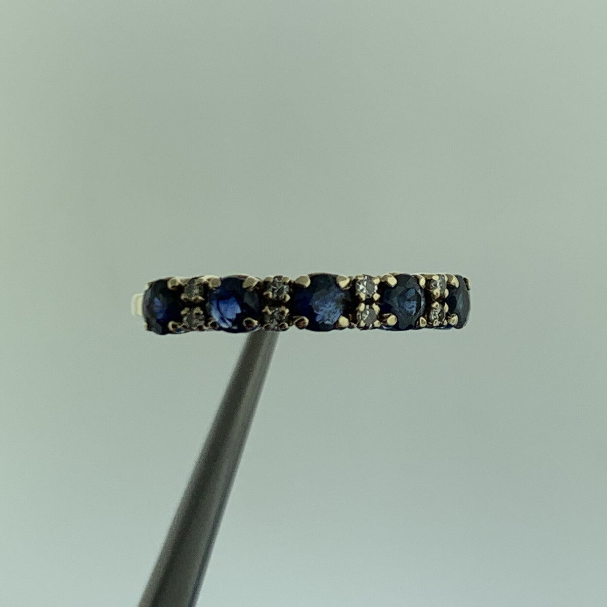 Designer 14K Yellow Gold Sapphire Diamond September Anniversary Band Ring