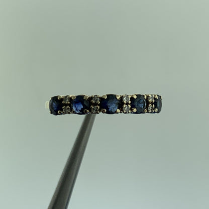 Designer 14K Yellow Gold Sapphire Diamond September Anniversary Band Ring