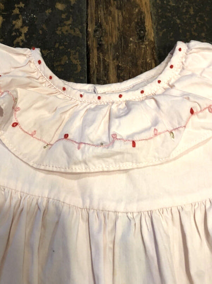 Sophie & Lucas 100% Cotton Pink Embroidered Girl's 4T Christmas Themed Dress