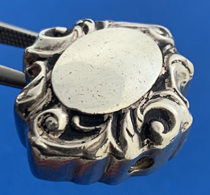 Vintage 925 Sterling Silver Engraveable Scroll Charm Bead Charm Or Pendant