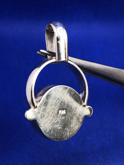 Designer 925 Sterling Silver Turquoise Cabochon Modernist Statement Pendant