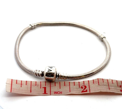 Authentic PANDORA 925 Sterling Silver Snake Chain Charm 7.5 Inch Bracelet