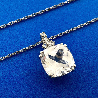 Designer 925 Sterling Silver White Topaz Diamond November Pendant Necklace