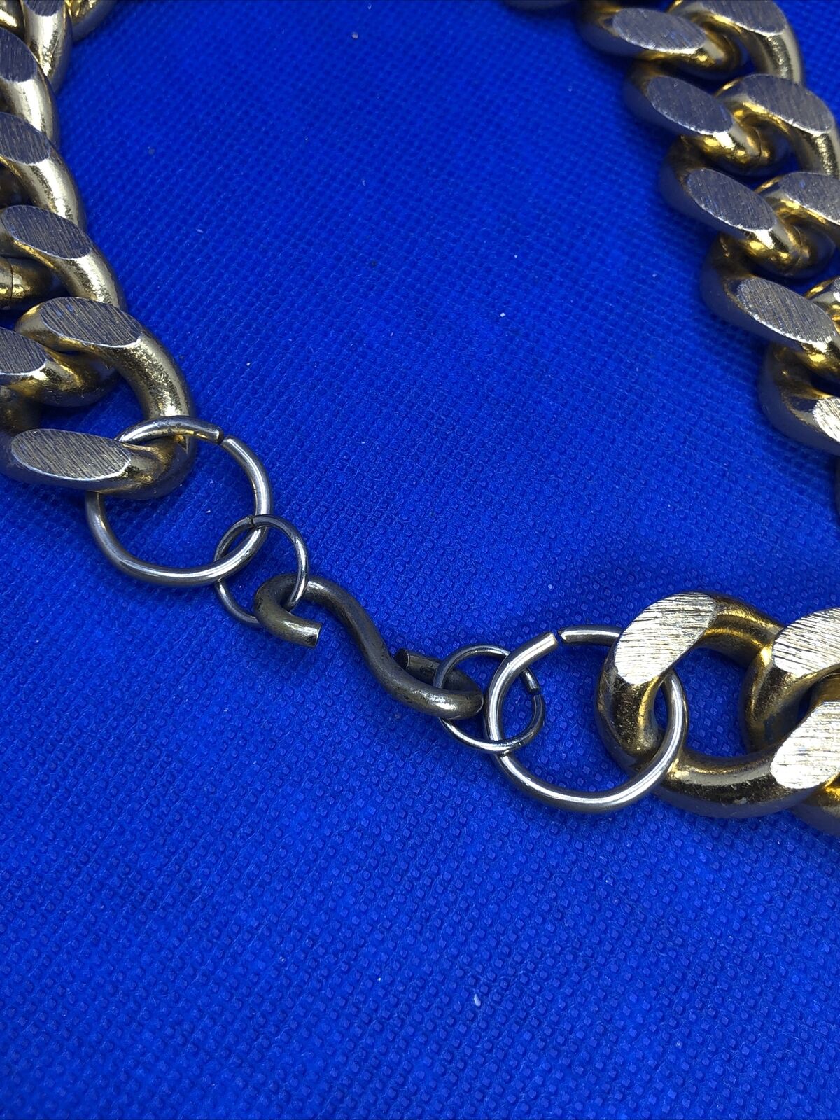 1980's Chunky Heavy Metal Gold Tone Lot Of Two Chain Necklaces