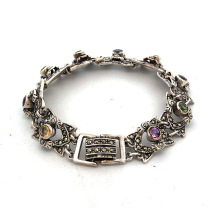 Designer 925 Sterling Silver Multigemstone Statement Tennis Bracelet