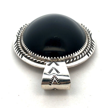 Native American 925 Sterling Silver Black Onyx Storyteller Statement Pendant