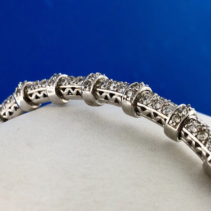 Joe Esposito ESPO Sterling Silver 925 Cubic Zirconia CZ Flexible Cuff Bracelet