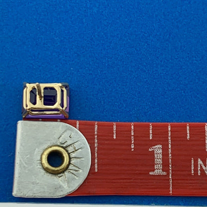 CID 14K Yellow Gold Amethyst Rectangle February Statement Stud Earrings