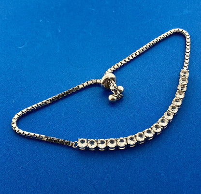 Designer 925 Sterling Silver Cubic Zirconia Adjustable Lariat Tennis Bracelet