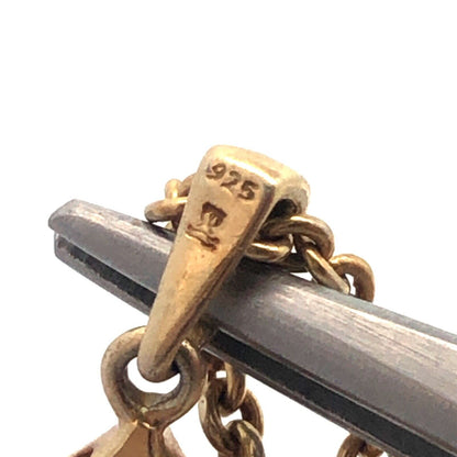925 Sterling Silver Gold Vermeil Round Diamond Fleur De Lis Necklace