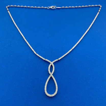 Gabriel Co 14K White Gold Diamond Encrusted Infinity Eternity Statement Necklace