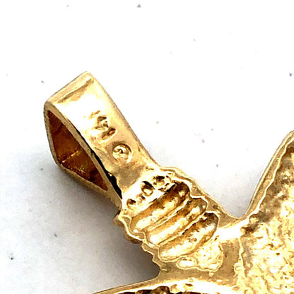 Designer 14K Yellow Gold Textured Diamond Cut Arrow Head Statement Pendant