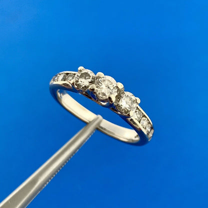 Gorgeous 10k White Gold Round Cut Triple Set Diamond Accent Ring Size 5.25