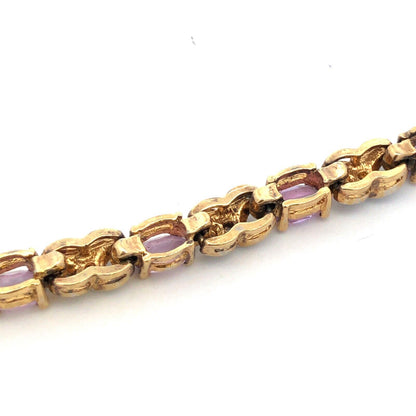 925 Sterling Silver Vermeil Designer Amethyst Diamond XO Tennis Bracelet