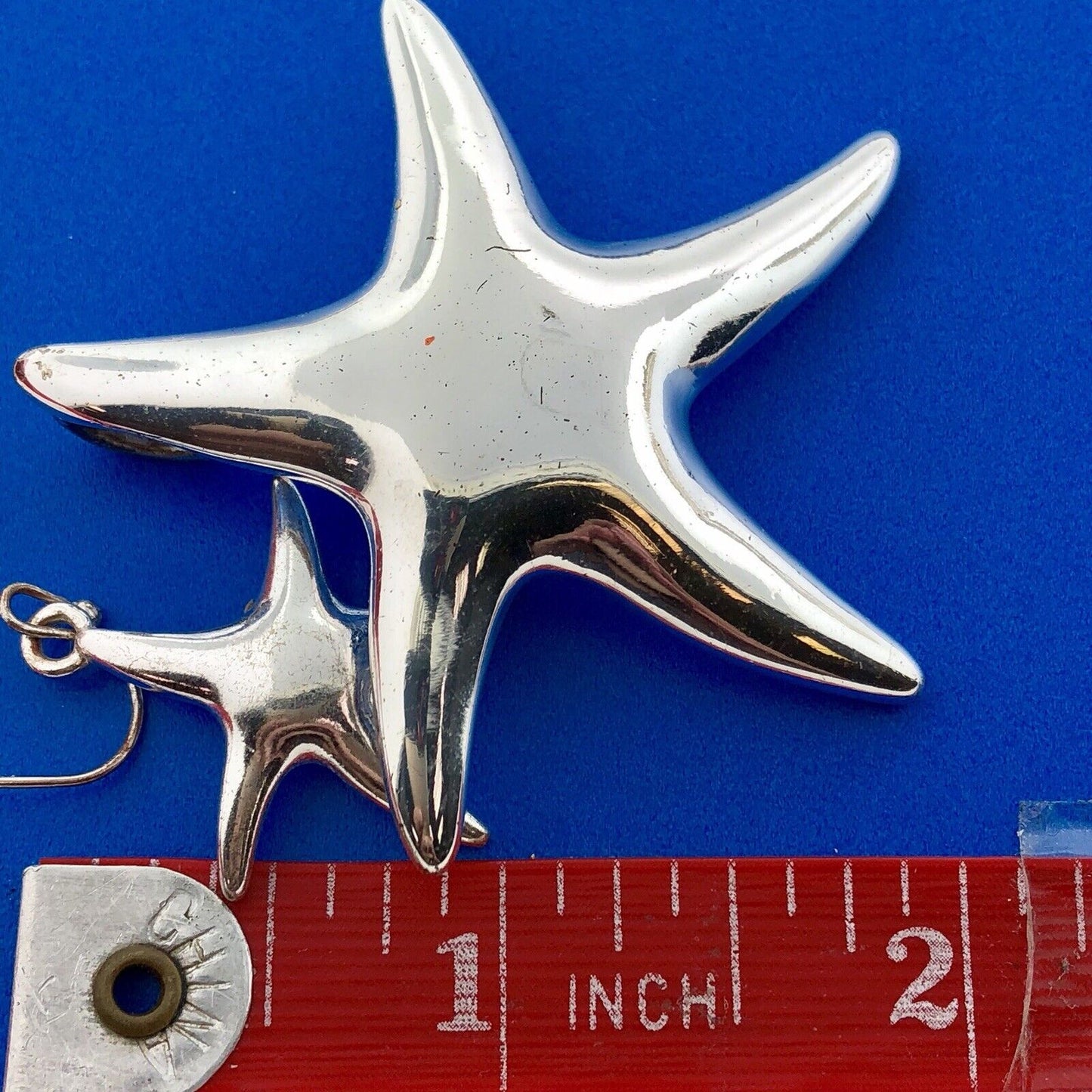 Silver Tone Moderist Star Starfish Beach Life Pendant Enhancer Drop Earrings Set