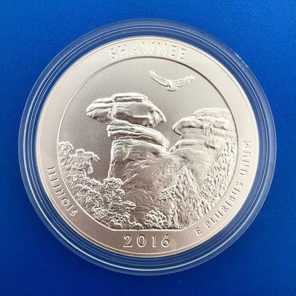 2016 America The Beautiful 5 Oz 999 Silver Shawnee Burnished Collectors OMP/COA
