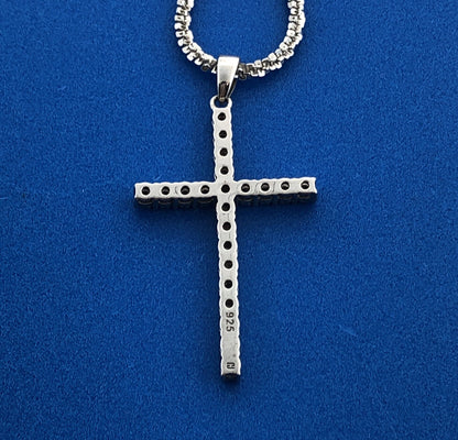 Karizma Spa KA 1772 Italy 925 Sterling Silver Diamond Cross Adjustable Necklace