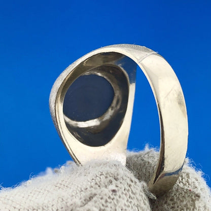 Gorgeous 14k White Gold Oval Cabochon Blue Star Sapphire Dome Size 8.75 Ring