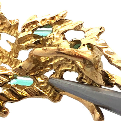 Designer 14K Yellow Gold Emerald Cut Green Tourmaline Flame Pendant