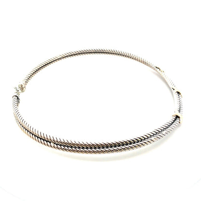 Designer 925 Sterling Silver 14K Gold Twist X Two Tone Collar Necklace