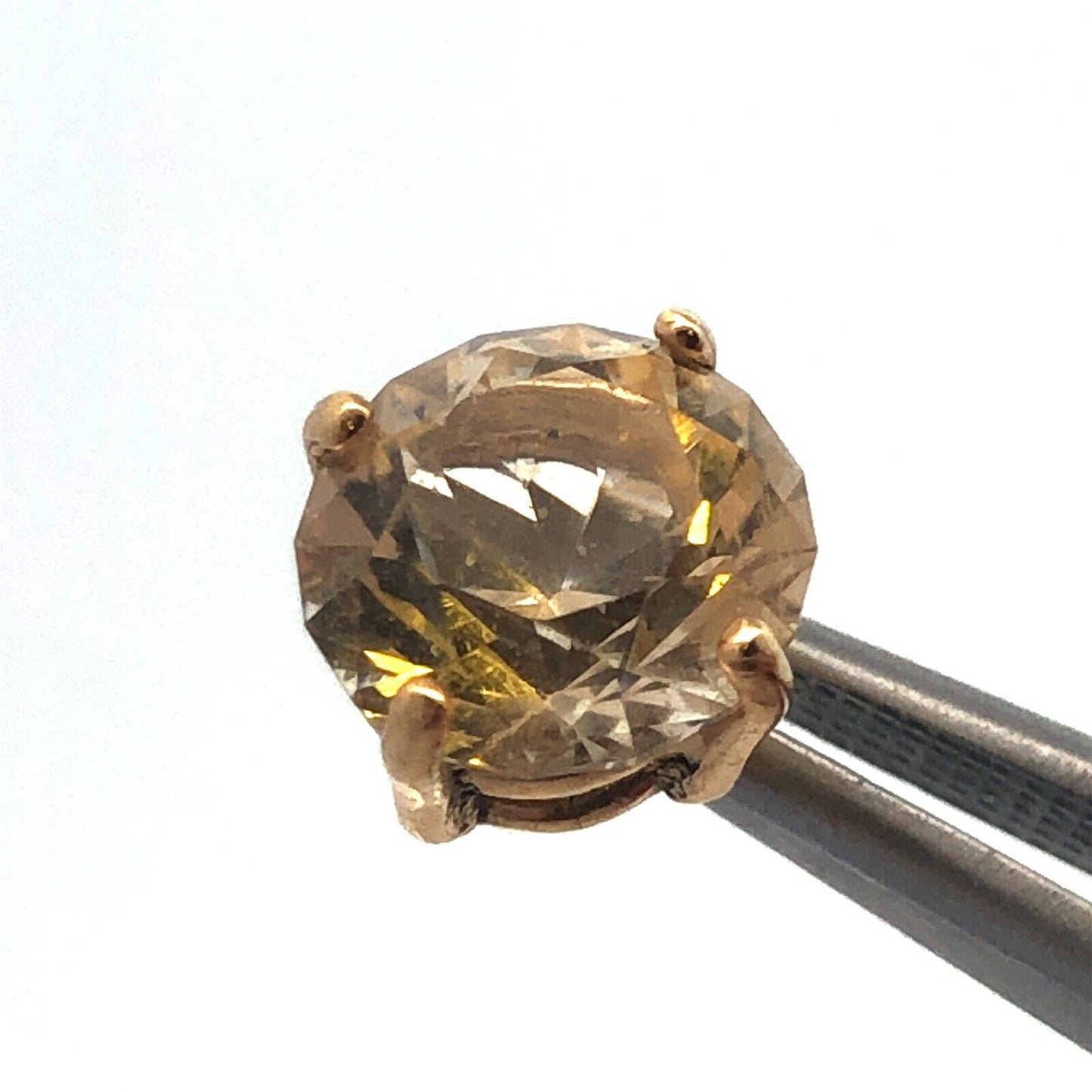 Stunning 14K Yellow Gold Honey Quartz Solitaire Statement Stud Earrings
