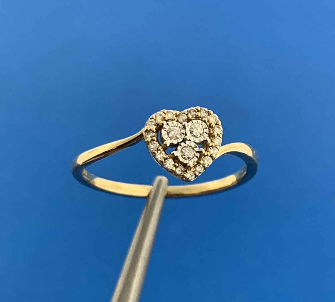 Designer FineRock 10K Yellow Gold Diamond Sweetheart Love Heart Bypass Ring
