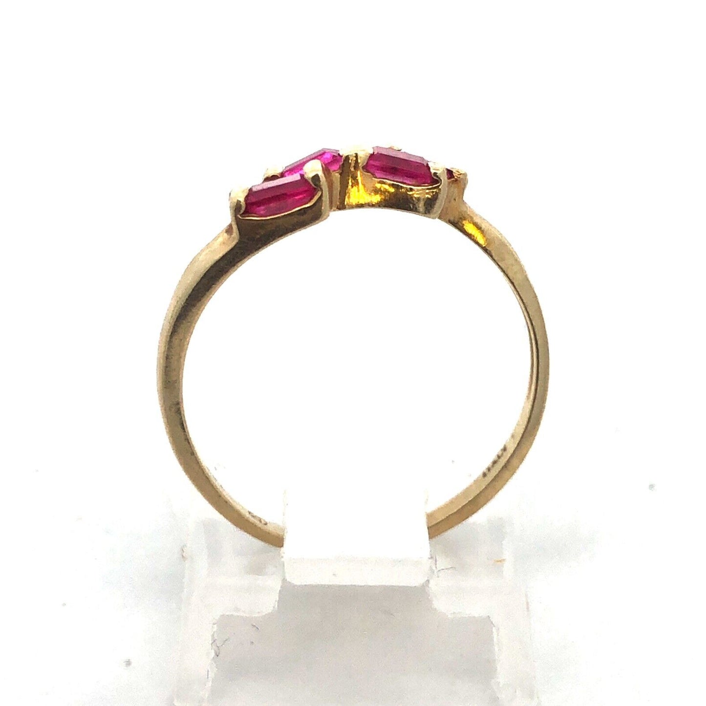 Retro 14K Yellow Gold Ruby Rectangle Modernist July Anniversary Cocktail Ring