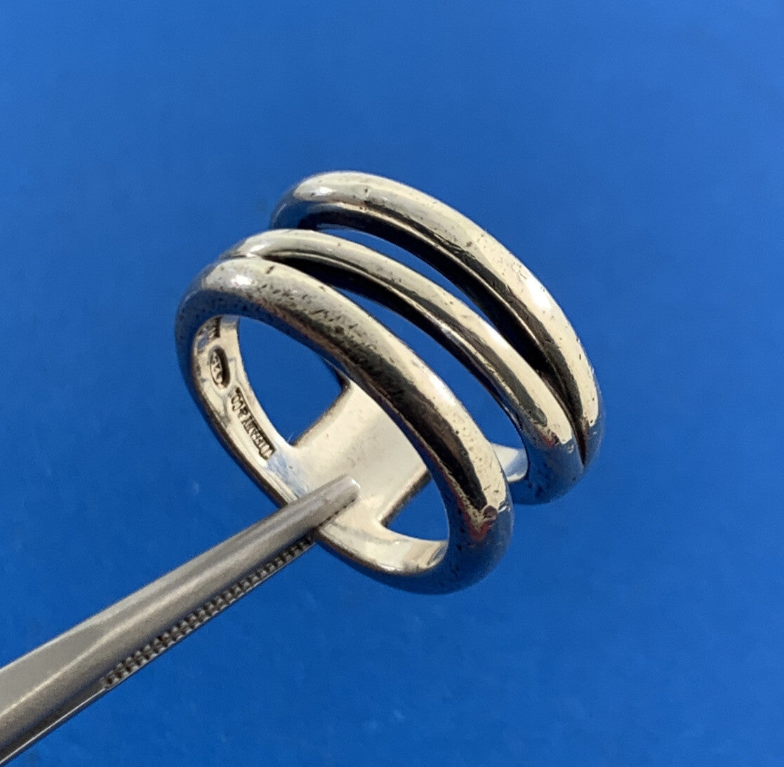 Tiffany & Co Italy 925 Sterling Silver Diagonal Infinity Wide Band Size 6.5 Ring