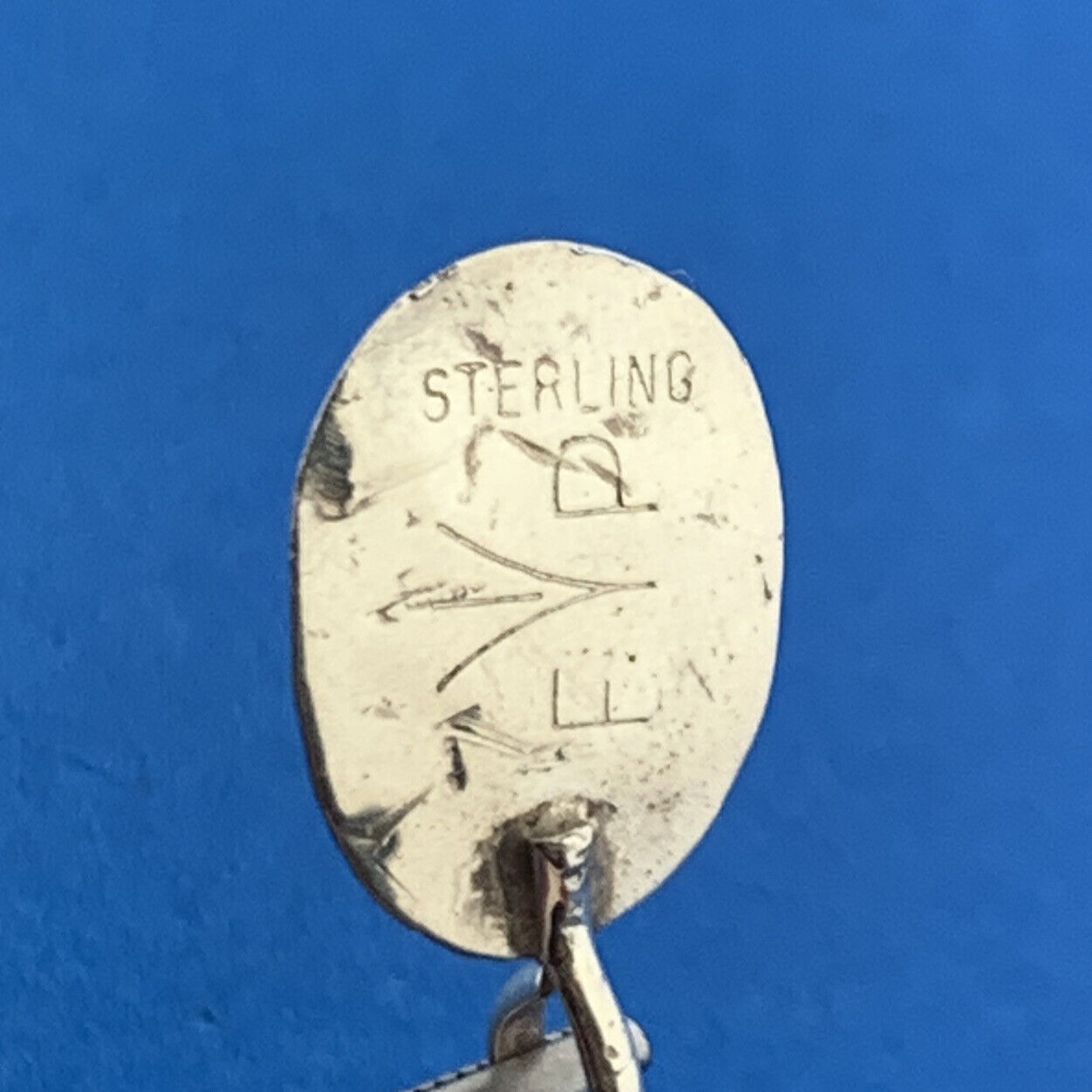 Native American Signed 925 Sterling Silver Oval Turquoise Cabochon Pendant