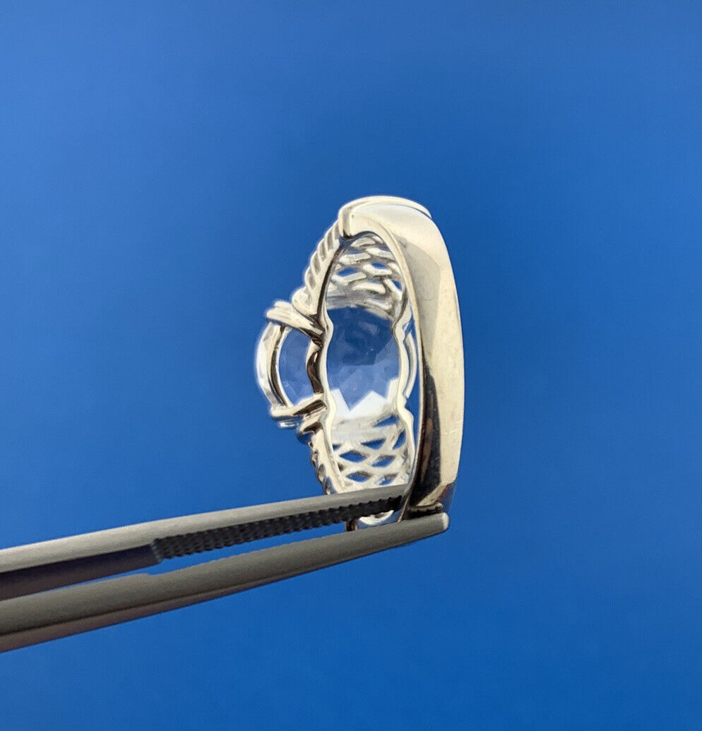 Designer Sterling Silver 925 Oval Cubic Zirconia CZ Statement Cocktail Ring