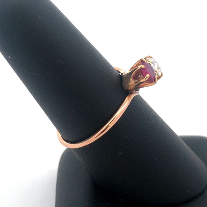 Stunning 14K Yellow Gold Diamond Ruby Duo Engagement Anniversary Cocktail Ring